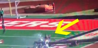 Un poste de la luz cae durante un partido de fútbol en Arkansas y le parte la pierna al linier