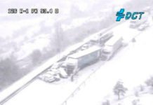Accidente múltiple en la A-1 en Somosierra por culpa de la nieve