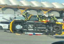 Accidente en la T4 en la zona de pistas del Aeropuerto Madrid Barajas