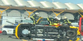 Accidente en la T4 en la zona de pistas del Aeropuerto Madrid Barajas