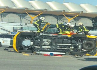 Accidente en la T4 en la zona de pistas del Aeropuerto Madrid Barajas