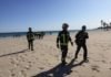Bomberos y Policía Local de Alicante rescatan a un ejemplar exclusivo de buitre leonado en la Playa de San Juan