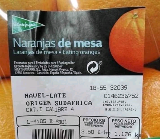 El Corte Inglés vende en sus tiendas naranjas provenientes de Sudáfrica mientras en España los agricultores se ven obligados a abandonar los campos por baja rentabilidad
