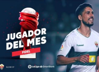 El jugador del Elche Fidel Chaves es elegido mejor jugador de la Liga SmartBank del mes de noviembre