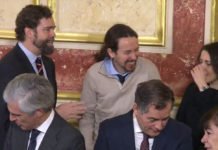 Gabriel Rufián, arremetió este jueves contra Pablo Iglesias, por haber justificado su charla entre risas con el portavoz de Vox, Iván Espinosa de los Monteros