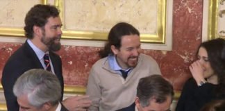 Gabriel Rufián, arremetió este jueves contra Pablo Iglesias, por haber justificado su charla entre risas con el portavoz de Vox, Iván Espinosa de los Monteros