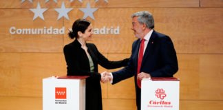 Diaz Ayuso se compromete ante Cáritas Diocesanas de Madrid a ayudar a las personas que más lo necesiten