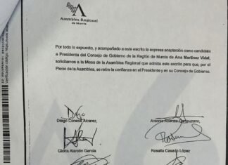 Se consuma la moción de censura contra el PP en la Región de Murcia