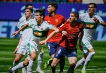 El Elche cae derrotado en Pamplona frente al Osasuna y empeora su situación en la clasificación para lograr la permanencia