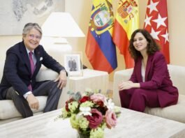 Díaz Ayuso recibe al presidente de la República del Ecuador en la Real Casa de Correos en Madrid