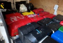 La Guardia Civil impide un alijo de 1.500 kg. de cocaína destinado a las costas de Rota y Cádiz