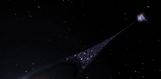 ¡Por Primera Vez en la Historia: Un Agujero Negro Supermasivo Vagando Solo Entre Galaxias a Velocidad Imposible – ¡Arrastra una Cola de Estrellas de 200.000 Años Luz!