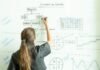 La estrategia de subcontratación en las plataformas digitales: un desafío para los derechos laborales Woman drawing a flowchart on a whiteboard.