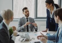 La Responsabilidad Corporativa en el Sector Ferroviario: Entre la Rendición de Cuentas y la Exculpación Business professionals collaborating around a conference table.