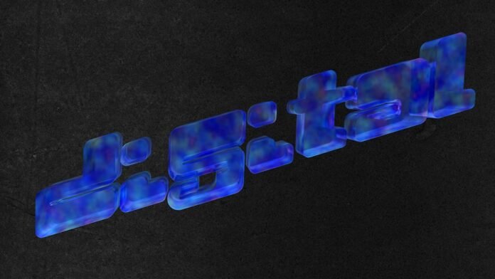 Blue 3D text with a marbled texture