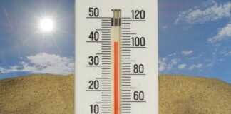 El paradójico dilema del clima mediterráneo: cuando la abundante vegetación aumenta el riesgo de incendios forestales The thermometer shows a very hot temperature.