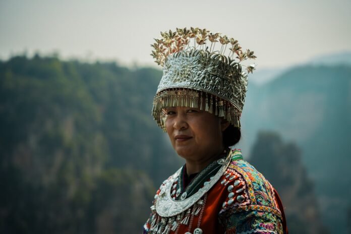 Woman wearing traditional chinese headwear.