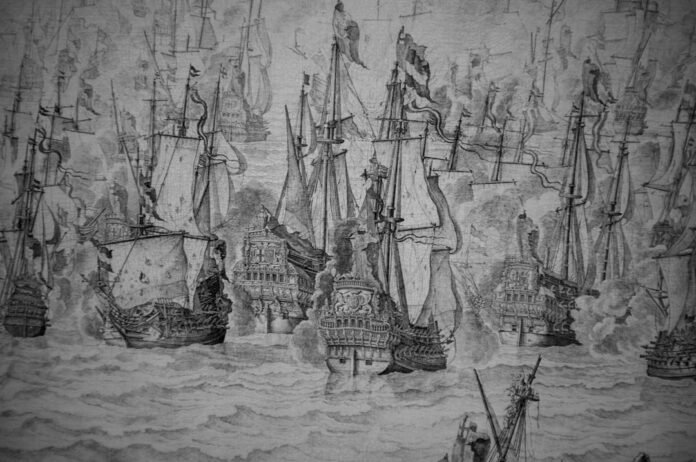A fleet of sailing ships on the sea