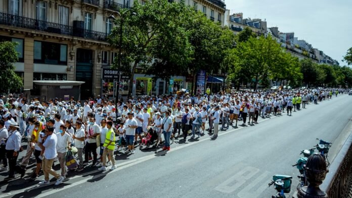 a large group of people on a street