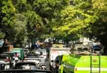 Crisis de verde urbano en España: cuando el asfalto gana la batalla al clima Heavy traffic jam with many cars