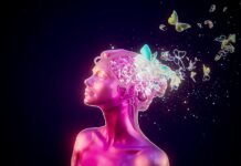 Ibogaína: La Sustancia Psicodélica que Revoluciona el Tratamiento de las Adicciones y Desafía a la Medicina Convencional Woman's head exploding into butterflies and glitter