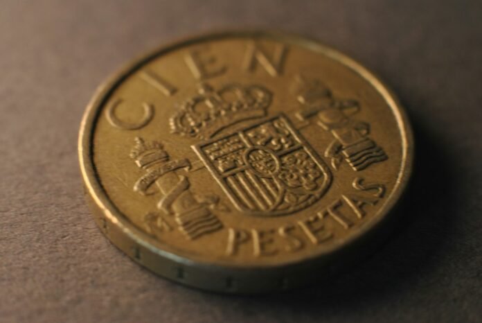 A close up of a coin on a table