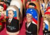 La Cumbre de la CEI en Turkmenistán: Putin y los líderes euroasiáticos reafirman lazos en un contexto geopolítico complejo Donald Trump nesting dolls on red textile