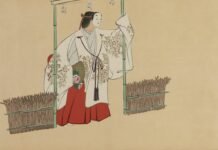 Las voces de Hiroshima en el siglo XXI: Por qué el testimonio de los hibakusha es más urgente que nunca Woman in traditional japanese attire with bamboo structures